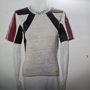 Louis Vuitton Colorblock Short Sleeve Knit Top in Gray, Black & Burgundy
